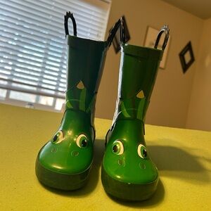 Kids Green Dinosaur Rain & Snow Boots